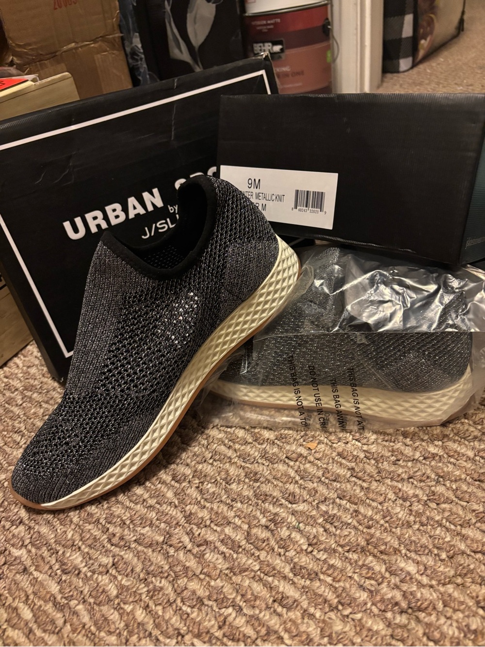 Women’s Urban Slides by J Slides Slip-On Knit Sneakers - Black/Cream